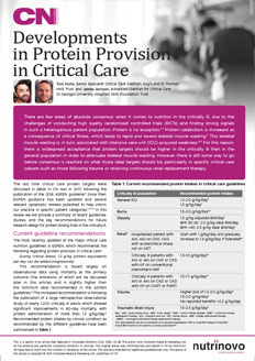 Review Article - Developments in Protein Provision in Critical Care