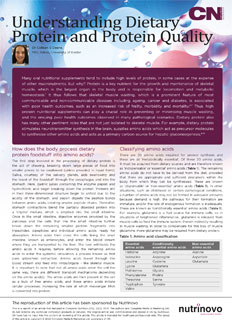 Review Article - Understanding Dietary Protein and Protein Quality