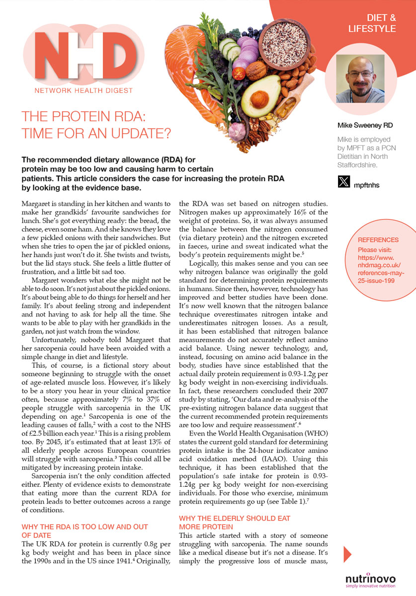 The Protein RDA: Time for an Update?